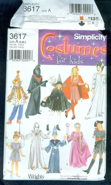 Costume Pattern For Kids Assortment 7 14 Most Uncut Simplicity 3617