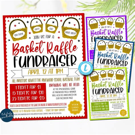 Basket Raffle Fundraiser Flyer | Editable Raffle Template — TidyLady ...