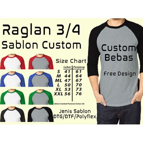 Jual Jual Kaos Custom Sablon Full Colour Print Dtg Raglan Combed