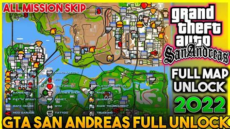 How To Unlock Full Map Gta San Andreas All Mission Skip Gta San