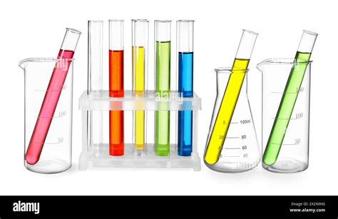 Set Of Different Laboratory Glassware Isolated On White Stock Photo Alamy