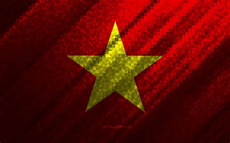 Flag of Vietnam, multicolored abstraction, Vietnam mosaic flag, Vietnam, mosaic art, HD ...