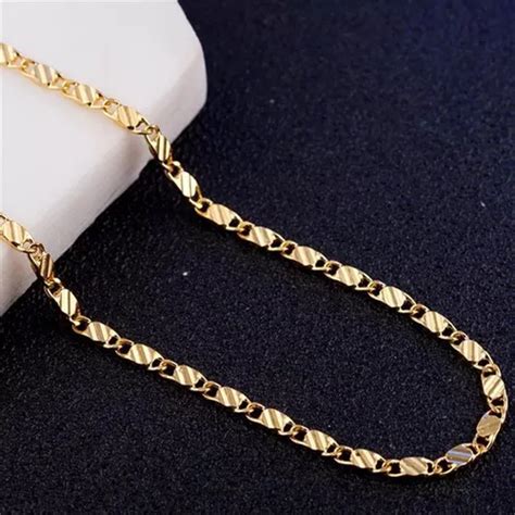 Cadena Hombre Veneciana Oro Lam 18k Papá Regalo Novio 60cm Meses sin