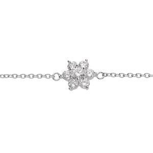 Bracelet En Argent Rhodi Cha Ne Motif Marguerite Avec Oxyde Blanc