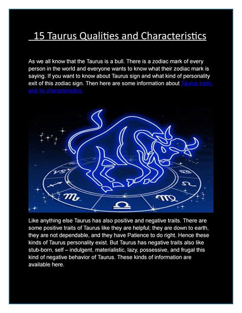 Taurus Characteristics