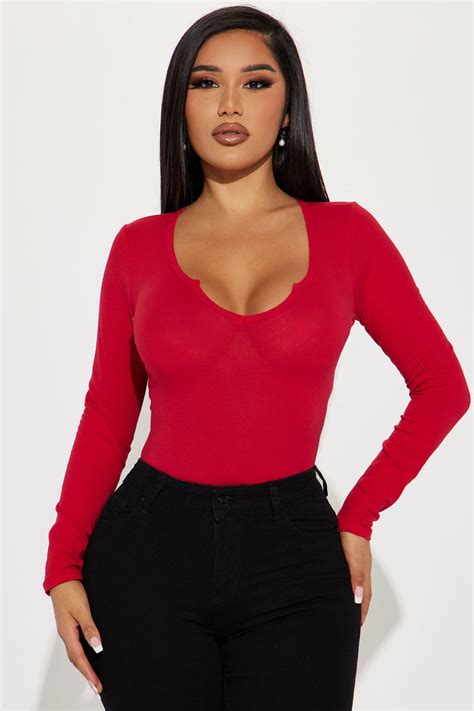 Siena Bodysuit Red Fashion Nova Basic Tops And Bodysuits Fashion Nova