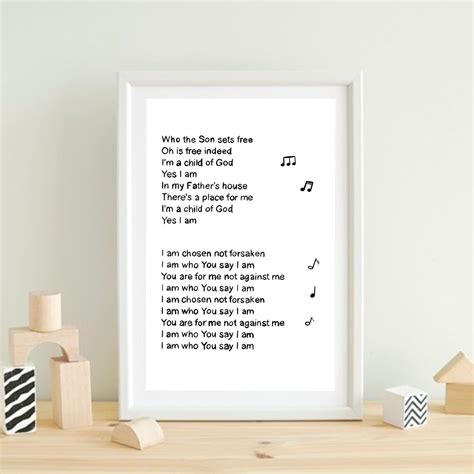 I Am Who You Say I Am Song Lyrics Wall Art Printable - Etsy