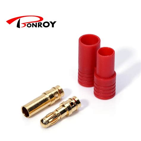 10pairs HXT 3 5MM Bullet Banana Connectors Gold Plating AND Red Housing