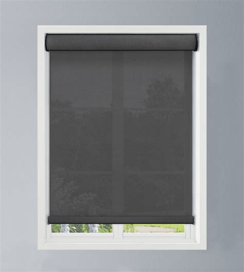 Linen Avenue Custom Cordless Cassette 5 Solar Roller Shade 53 W X 66 H Charcoal