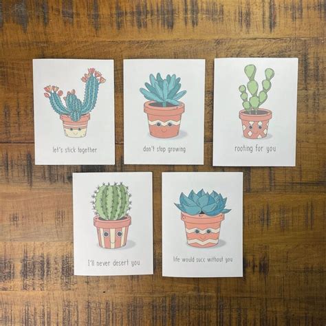 Succulent Pun Greeting Cards Plants Cactus Flowers T Etsy