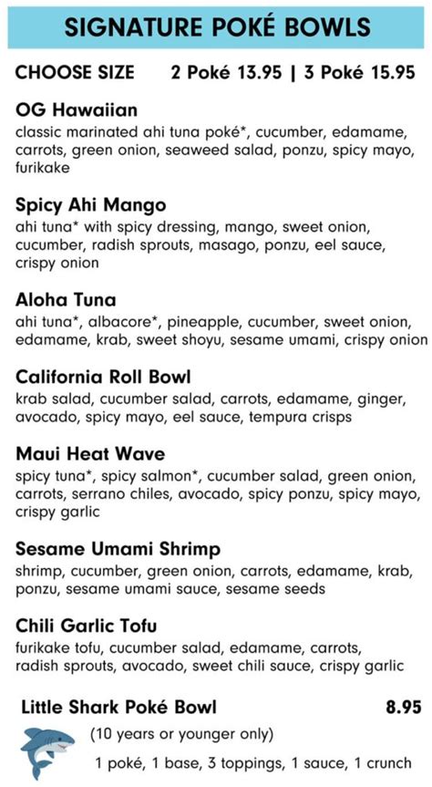 Lemonshark Poke Menu Slc Menu