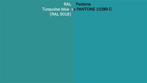 RAL Turquoise Blue RAL 5018 Vs Pantone 10289 C Side By Side Comparison