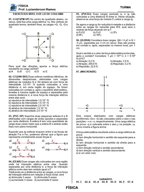 Lei De Coulomb Exercicios Resolvidos Pdf - Exercícios Resolvidos: Lei de Coulomb | PDF | Carga elétrica | Eletricidade