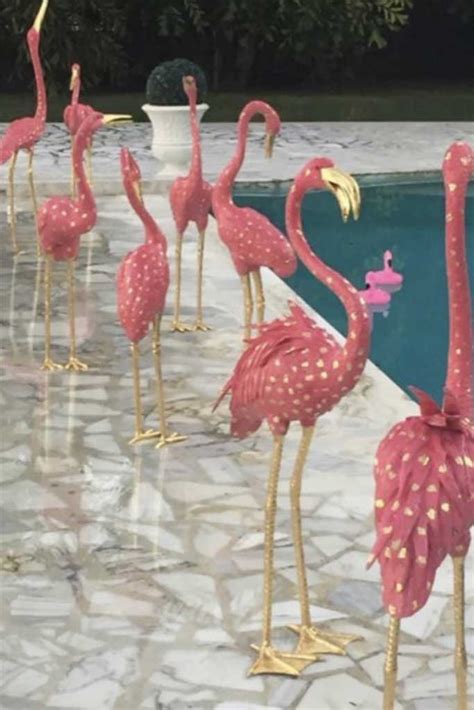 Flamingos Pink Enamel Flamingos Over Bronze With Gold Leaf Hidalgo Art