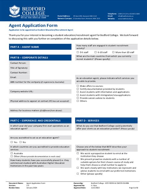 Fillable Online Agent Application Form Bedford College Fax Email Print