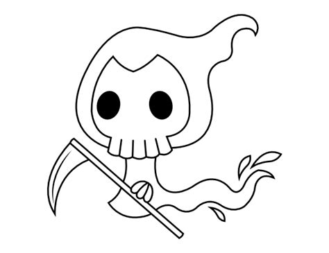 Printable Adorable Grim Reaper Coloring Page