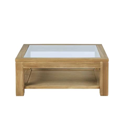 Table Basse Vitr E En Bois De Teck Boston Mobilier De Salon Bdbd