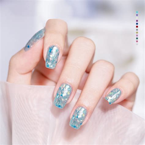 12 Colors Gel Nail Polish Shiny Sequin Nail Polish White Nail Polish