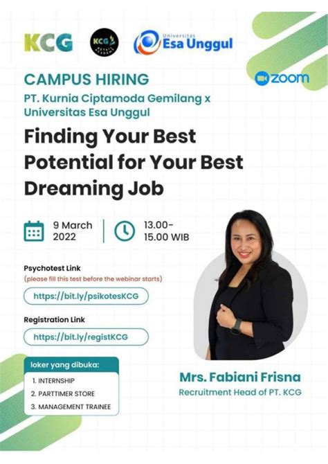 Campus Hiring PT Kurnia Ciptamoda Gemilang Universitas Esa Unggul