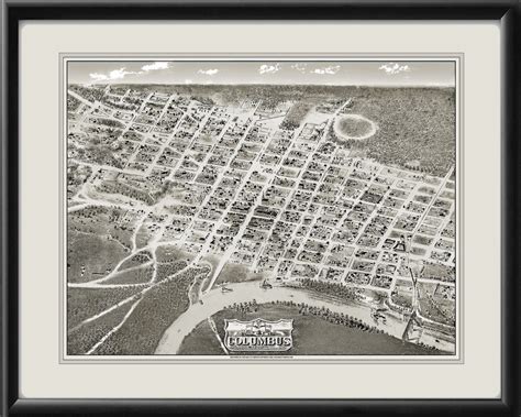 Columbus MS 1875 Restored Map | Vintage City Maps