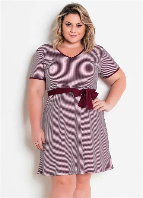 Vestido Evasê Listrado Plus Size Marguerite