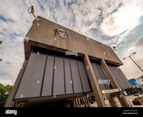 Brutalist exterior of Darlington Town Hall. Darlington. UK Stock Photo ...