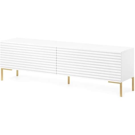 Lammelo Meuble Tv Melamine Blanc 140 Cm E943 Cdiscount Maison