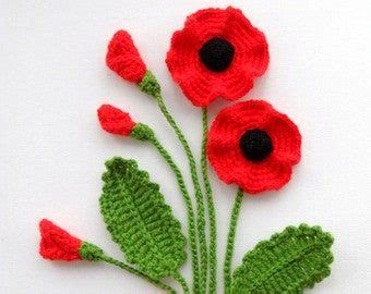 Crochet Applique Flowers And Leaves Set Flowers In The Meadows Any