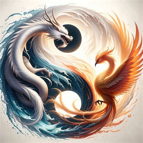 Dragon and Phoenix Fantasy Digital Art Download, Dragon Art for Print ...