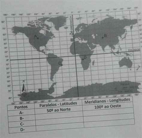 4 Observe O Mapa Abaixo E Encontre As Coordenadas Geográficas E Lembre