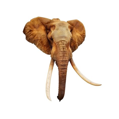 Premium Psd Elephant Head With Long Tusks Isolated On Transparent