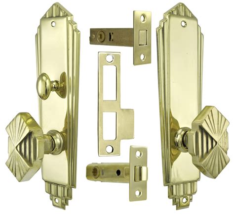 Art Deco Interior Privacy Door Set With Tubular Latch And Deadbolt