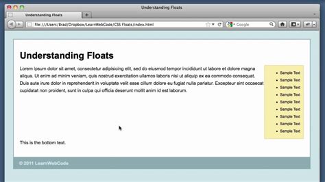 Css Floats Understanding And Clearing Floats Tutorial Youtube