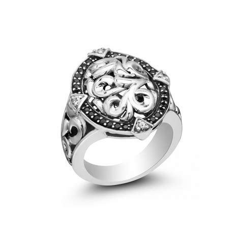 Charles Krypell Sterling Silver Ivy Black White Sapphire Ring