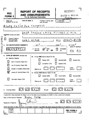 Fillable Online Fec Form Report Of Receipts And Disbursements Fax