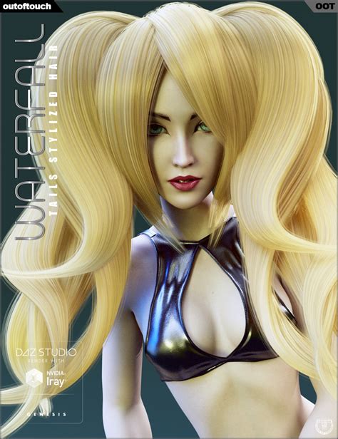 Waterfall Tails Stylized Hair For Genesis 3 Females Daz 3d