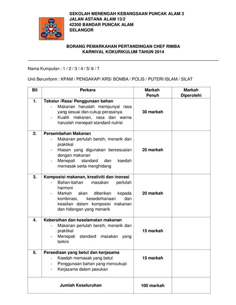 Docx Borang Pemarkahan Masakan Rimba Dokumen Tips Hot Sex Picture