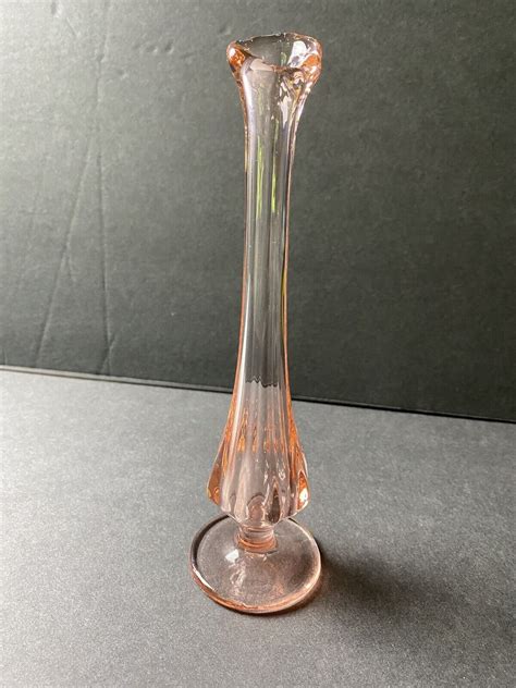 Vtg Fenton Stretch Glass Velva Rose Pink Swung 8 Bud Vase 75th Anniversary Ebay