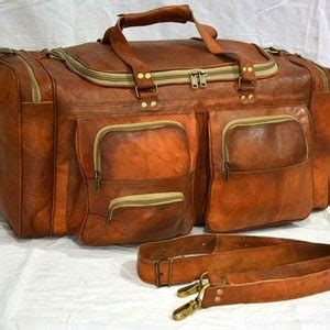 Bag Leather Since Vintage Luggage Travel Duffle Genuine Etsy