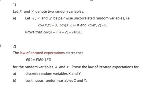 Solvedlet X And Y Denote Two Random Variables Let X Y And 2 Be Pair