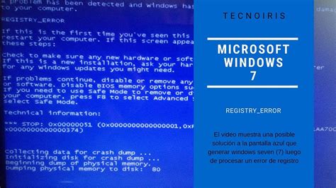 Registry Error Pantalla azul en windows 7 posible solución YouTube