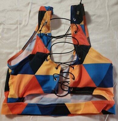 Juniors Size Medium Printed Halter Bikini Swim Top Chinch Front EBay