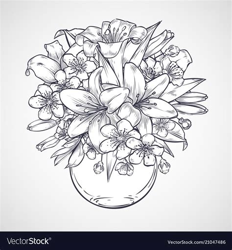 Art Floral Floral Drawing Ink Drawing Floral Craft Flower Bouquet