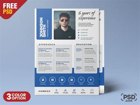 Creative Designer A Size Resume Psd Template Psd Zone