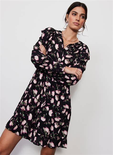 Black Floral Mini Dress Mint Velvet