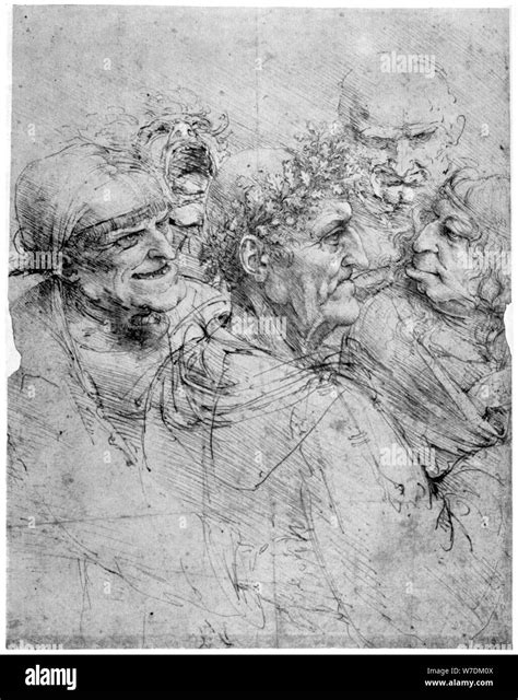 Leonardo da vinci grotesque heads Imágenes de stock en blanco y negro