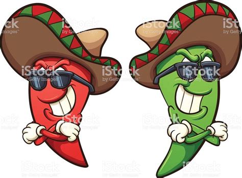 Mexican Red And Green Chili Peppers Vector Clip Art Illustration Mexican Chili Pepper