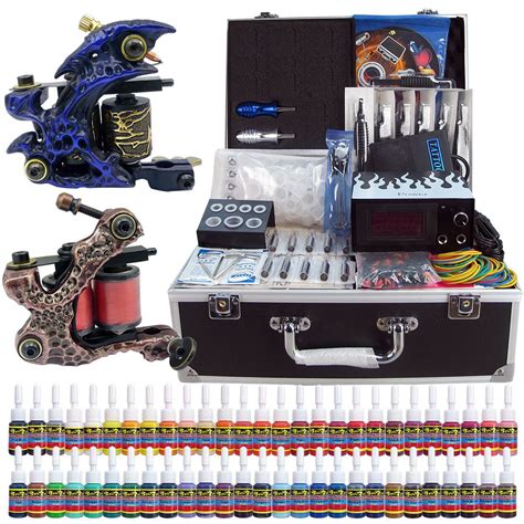 Solong Tattoo Complete Tattoo Kit 2 Pro Machine Guns 54 Inks Power