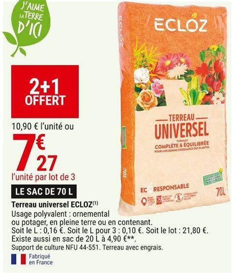 Promo Ecloz Terreau Universel Chez Gamm Vert