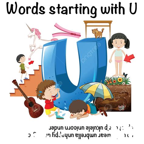 รูปการออกแบบโปสเตอร์สำหรับคำที่ขึ้นต้นด้วย U บัตรคำ ภาพบัตรคำศัพท์